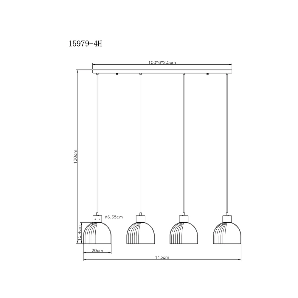 4-light pendant lamp Swanson Black Globo 9007371583652