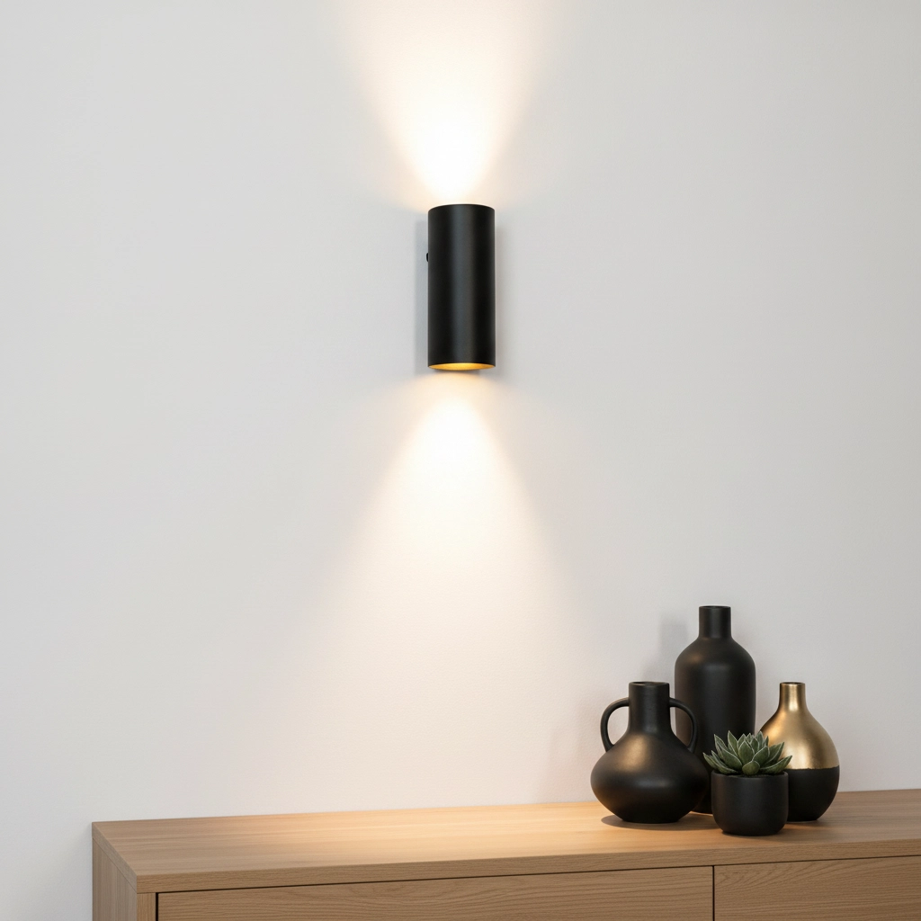 Design surface-mounted spotlight Roulo Black with gold up & down