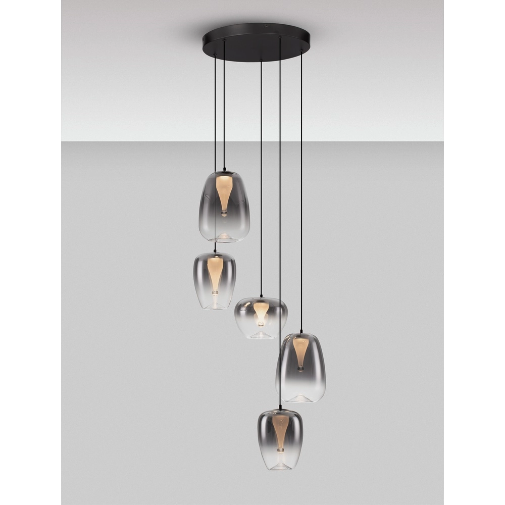 Design pendant lamp Oblo 5-light smoke glass Lyora 5212017474148