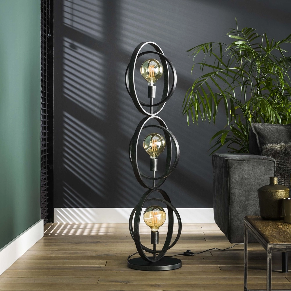 3-light charcoal floor lamp Turn E27 - Ø 40cm Lyora 8716803513082