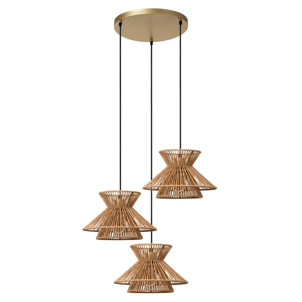 Pendant lamp Tasman 3-light rattan