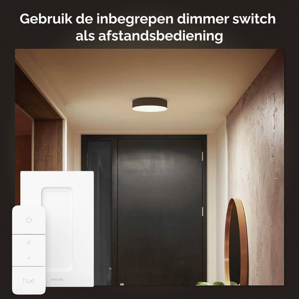 Ceiling light Hue Enrave M - White Ambiance Ø 38.1cm black Philips 8718696176443