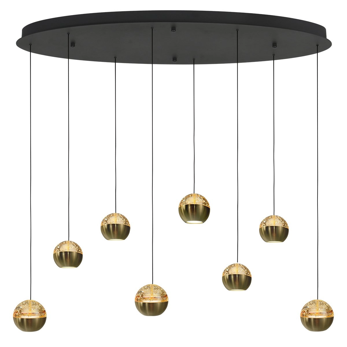 Oval pendant lamp Belluno 8-light LED - brass