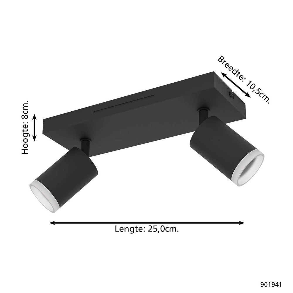 Smart surface-mounted spotlight Melitello-Z black 2-lights Eglo 9008606358120