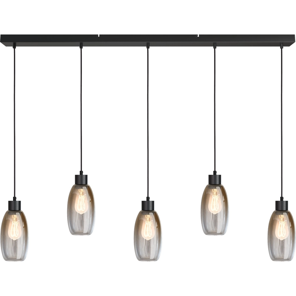 Glass pendant lamp Olive 5x Ø 12.5cm - black