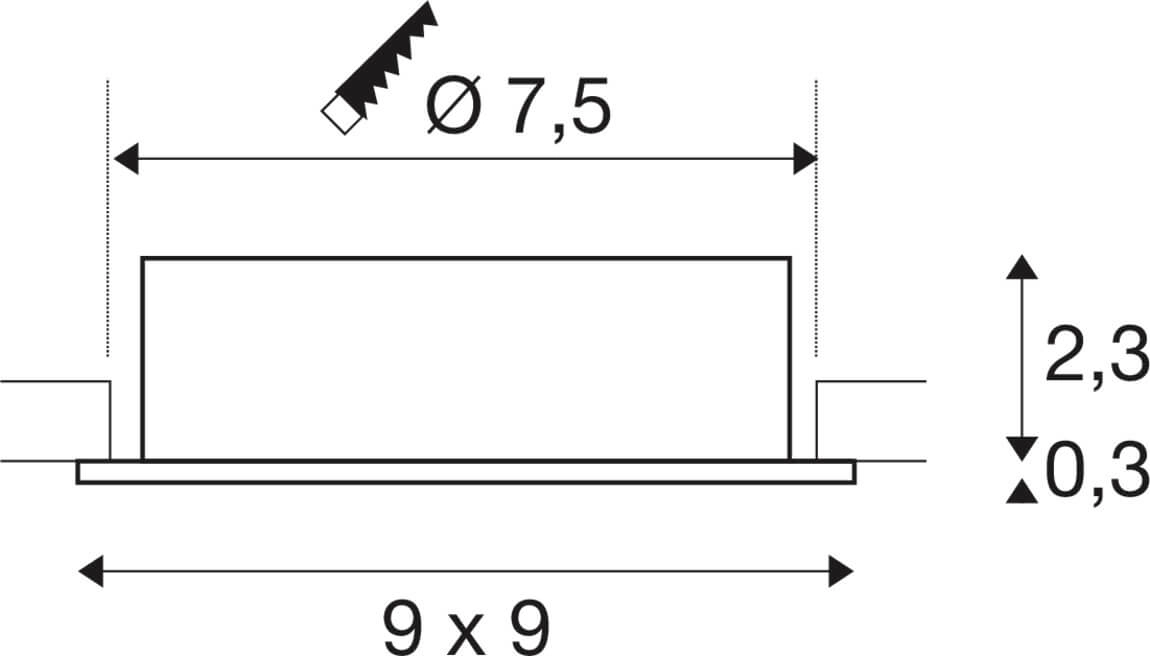 Recessed spotlight New Tria 75 square - aluminium - GU10 SLV 4024163276108