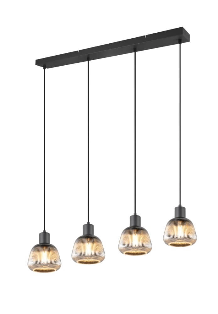 Dining table pendant lamp Tarifa with ribbed glass