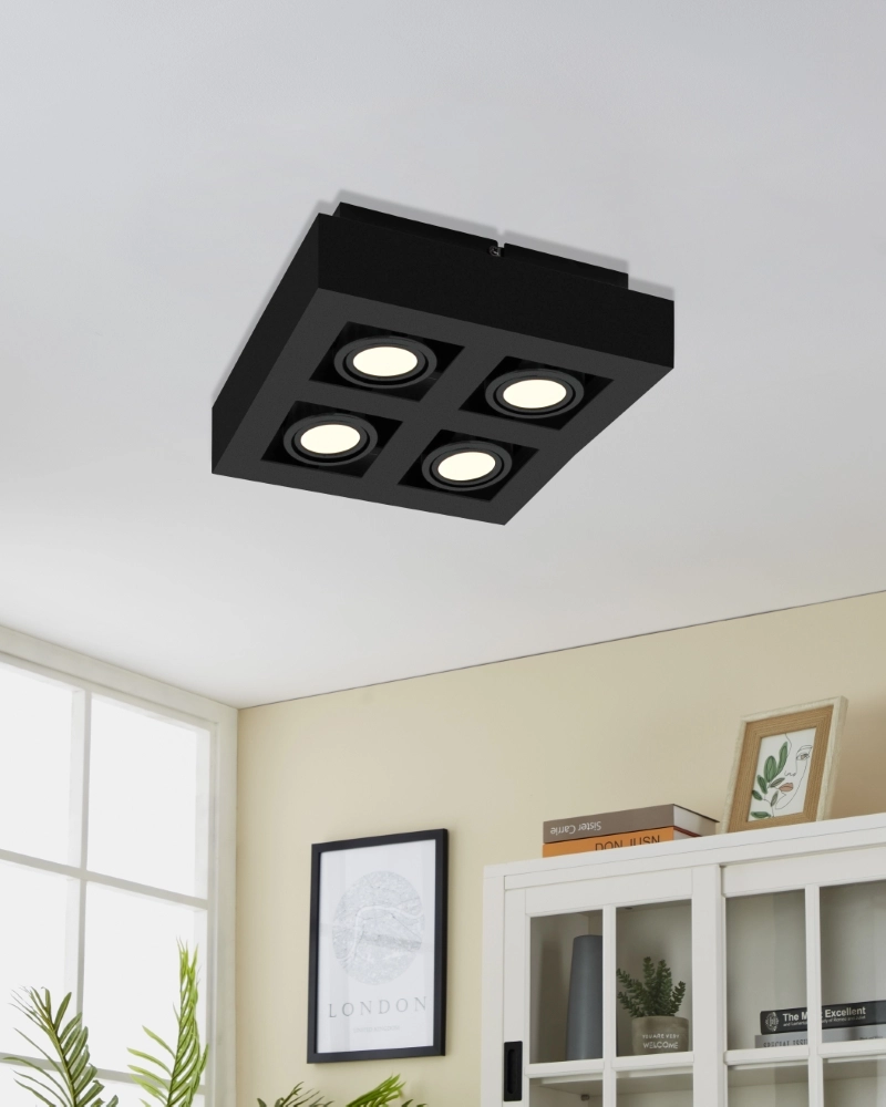Black surface-mounted spotlight Mendoza 4-light Eglo 9002759310653