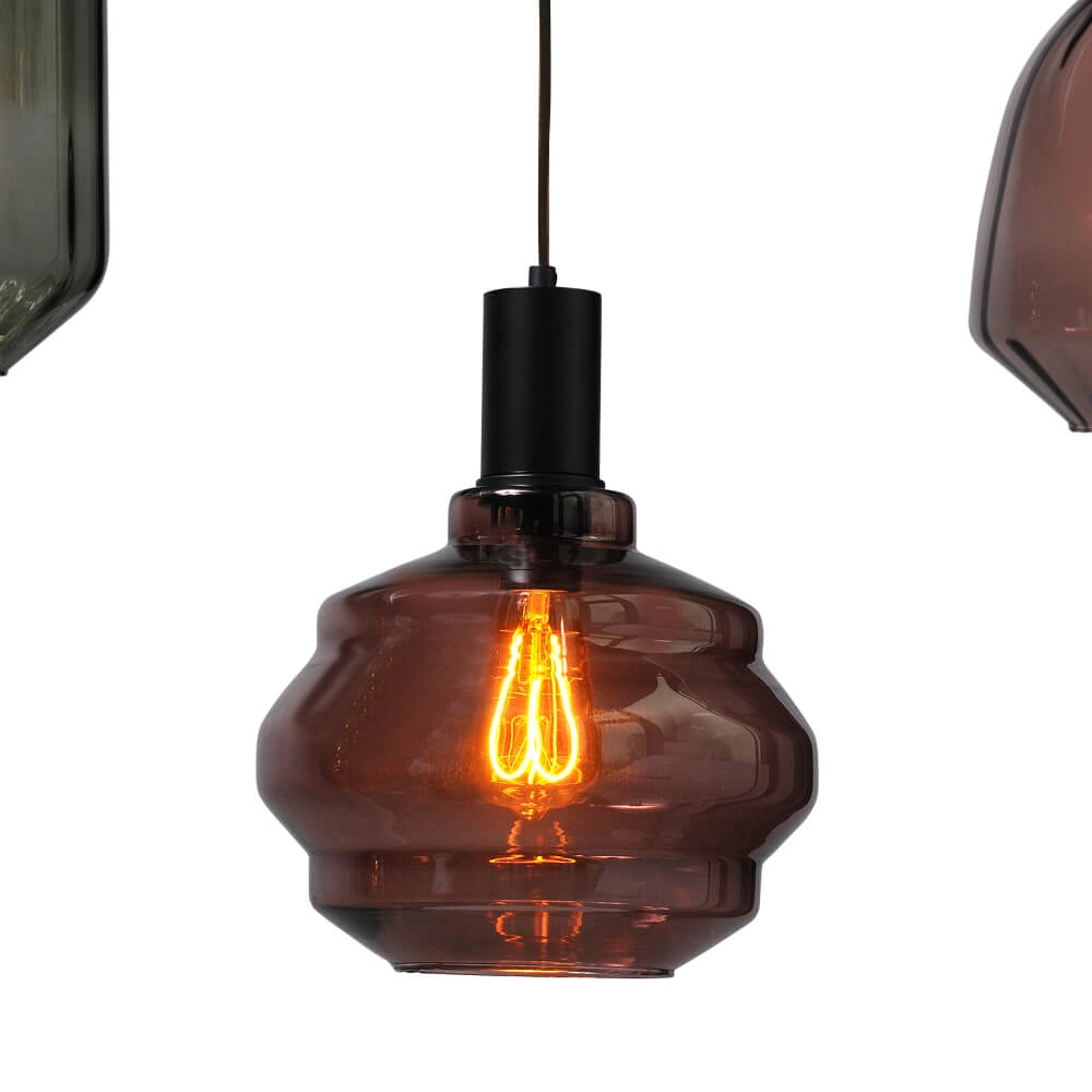 5-light hanging lamp - black - Porto with different glasses Masterlight 8718121270388