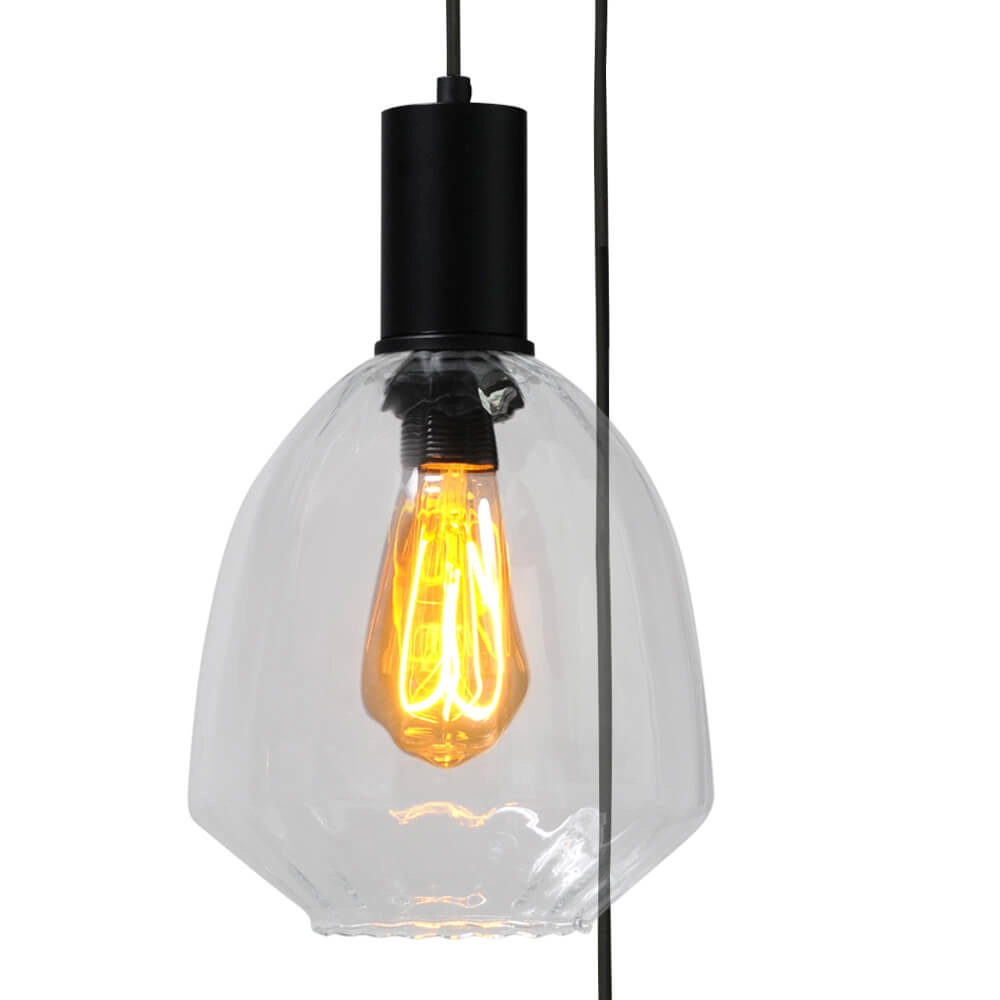 3-light loft hanging lamp - black - Porto with Nicolette clear lenses Masterlight 8718121270890