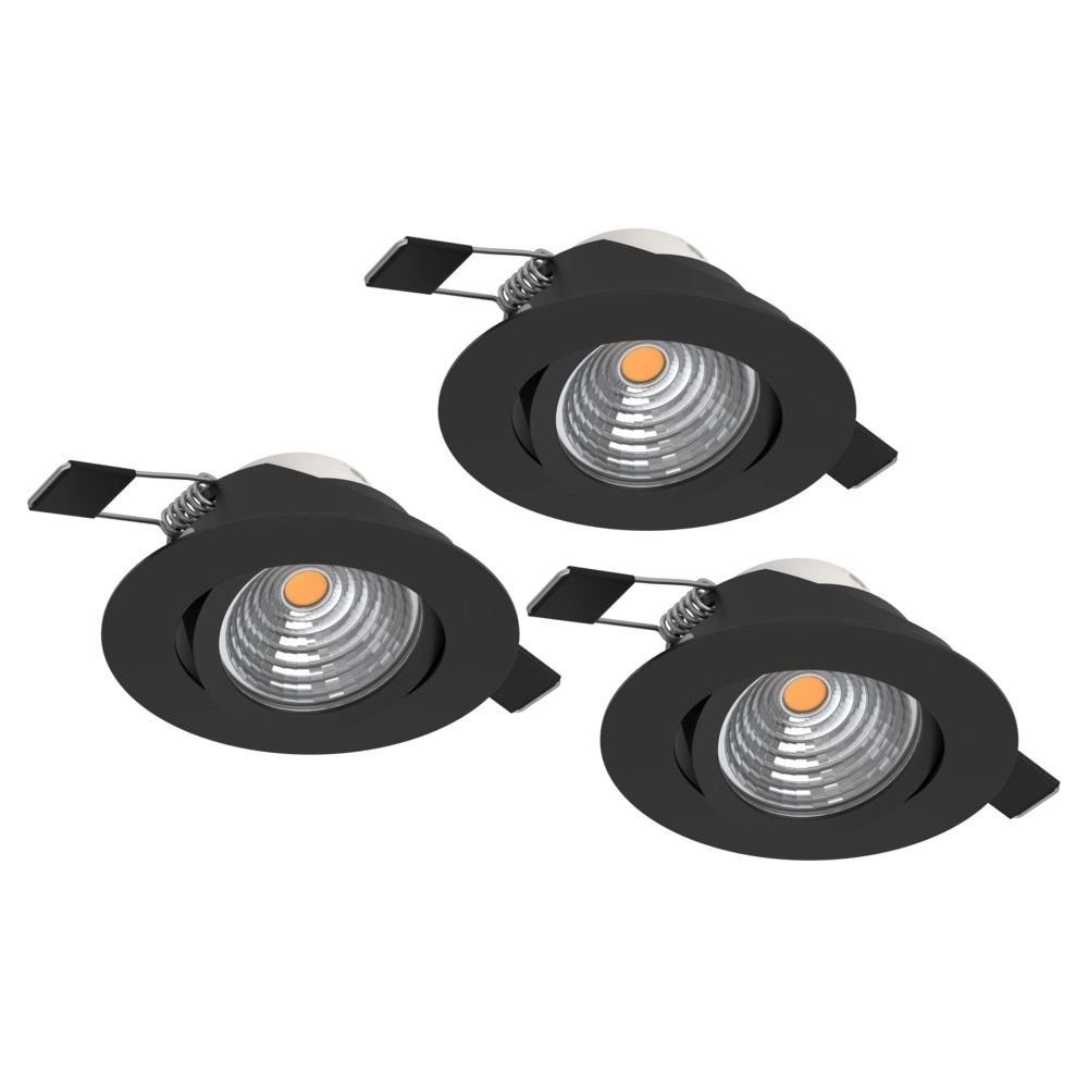 Set of 3 recessed spotlights Saliceto black Ø 8.8cm - 6.4W