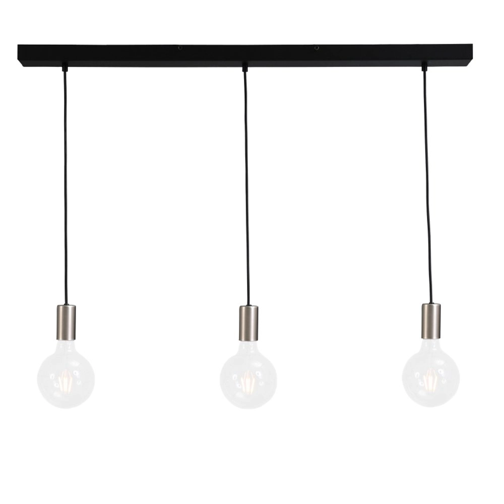Pendant lamp Concepto 3-light black with metallic gray