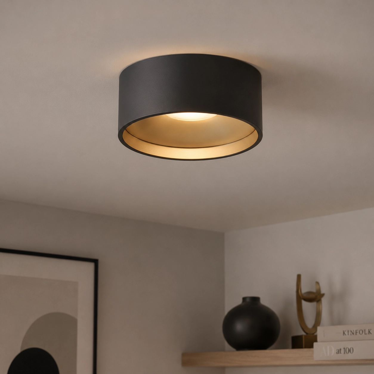 Bathroom ceiling light Oran Ø 12cm - Black/gold