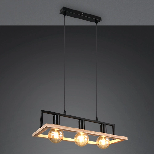 Design pendant lamp Bano black with wood