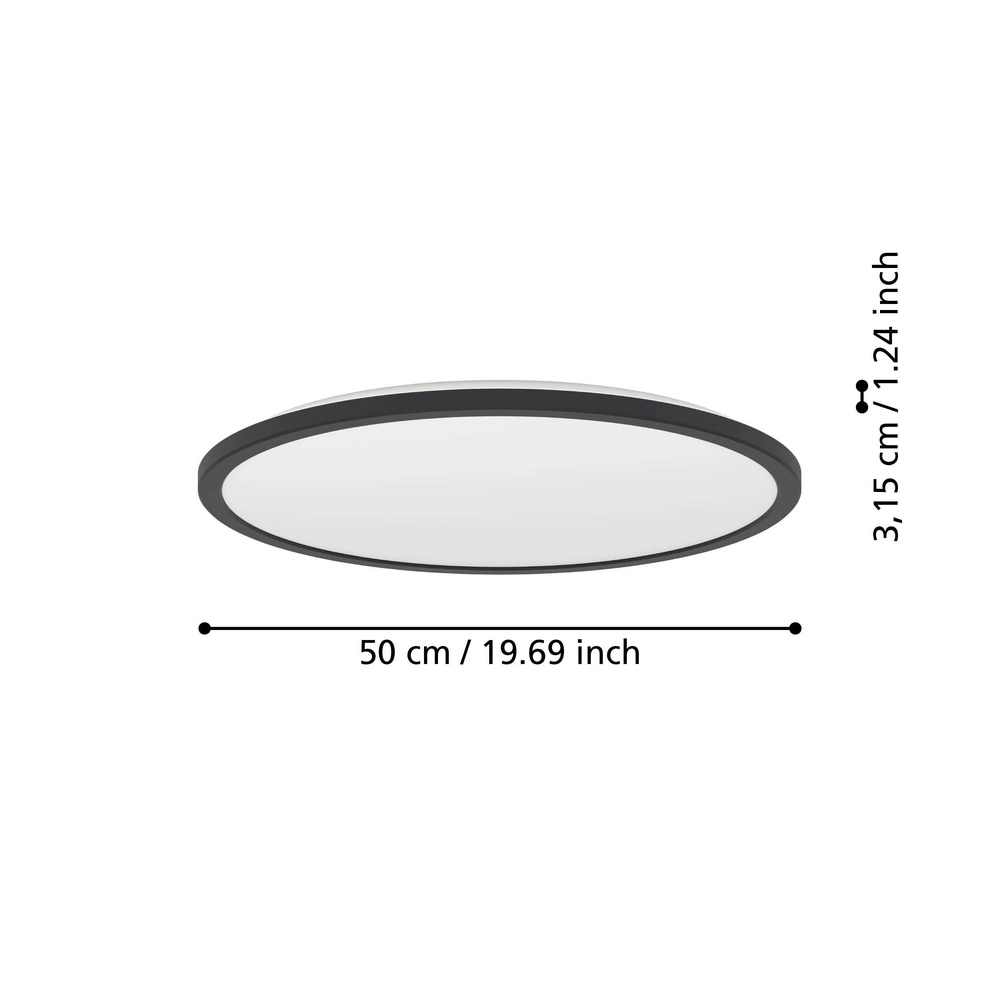 Bathroom lamp with remote Rovito-R round - black - Ø 50cm Eglo 9008606329991