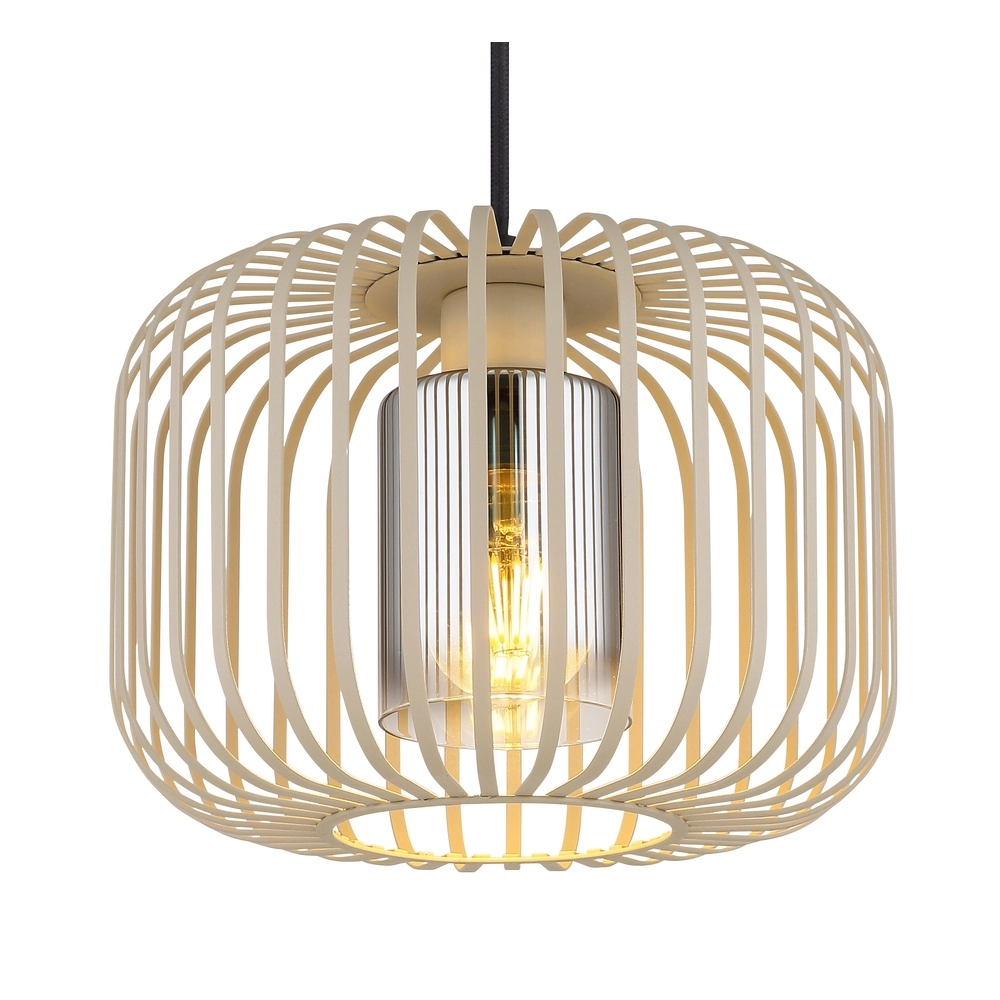 1-light pendant lamp Alfred sand brown Ø 28cm Globo 9007371528615
