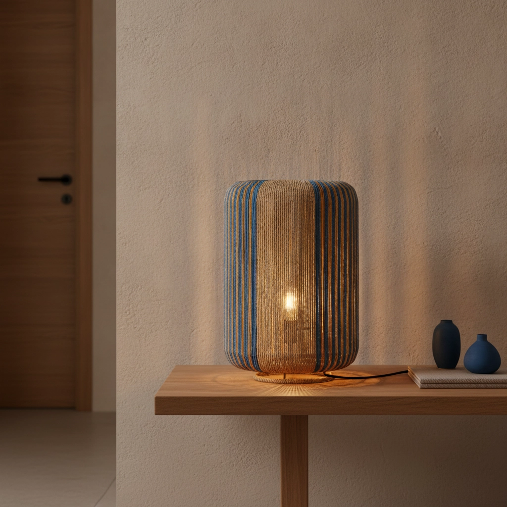 Table lamp Abby Ø 33cm brown with blue