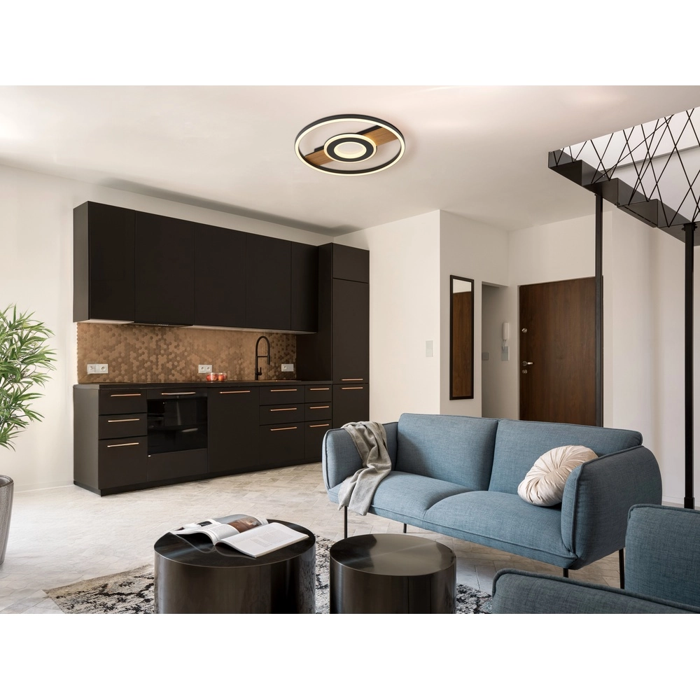 Black ceiling lamp Pikara Design with wood Globo 9007371462711