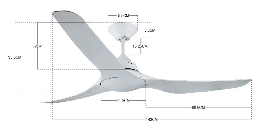 Sleek ceiling fan Mariner Ø 143cm IP55 Beacon 9333509136743