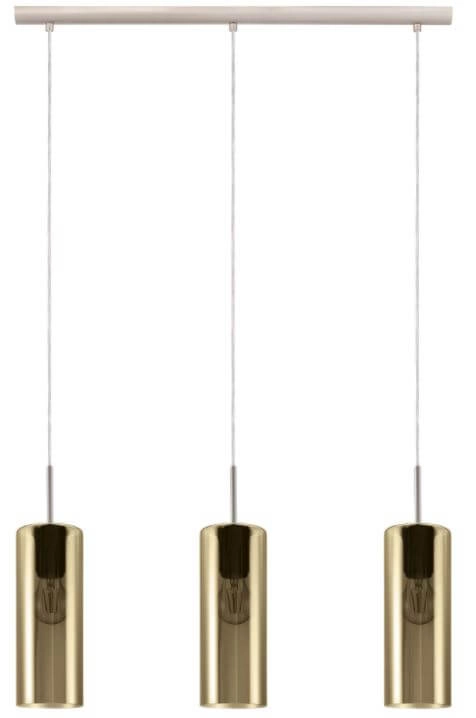 Dining room hanging lamp Selvino 3-light with smoke glass