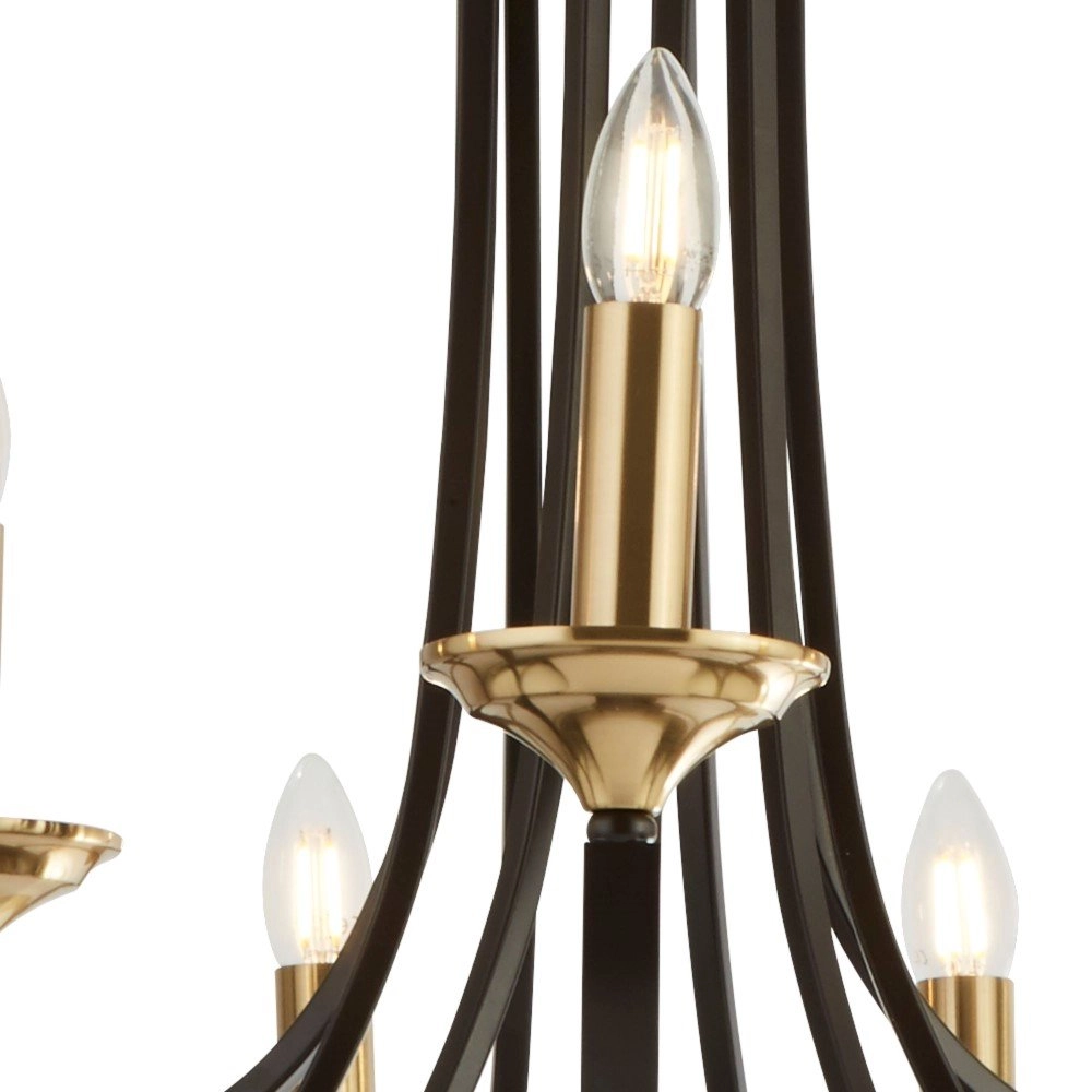 Classic chandelier Belfry 9-light 78cm bronze with gold Searchlight 5053423135762