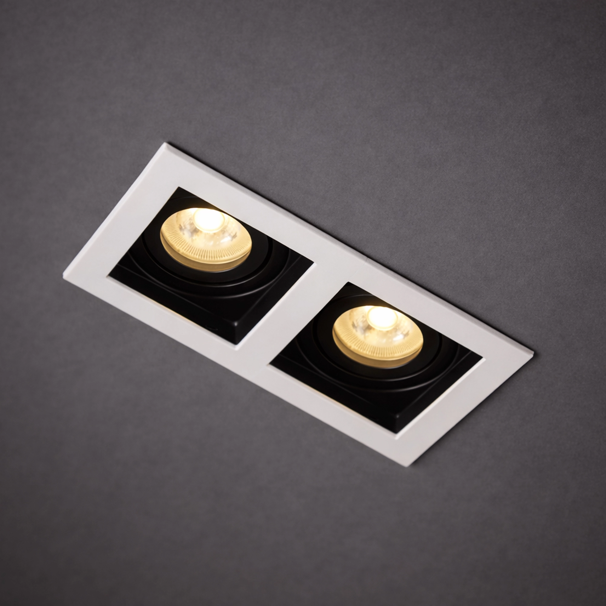 Rectangular recessed spotlight Grid 2-light black/white