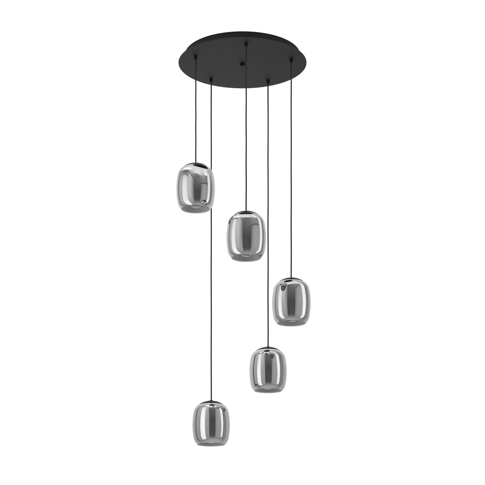 Dining table pendant lamp Ciampino 5L - smoke frosted glass