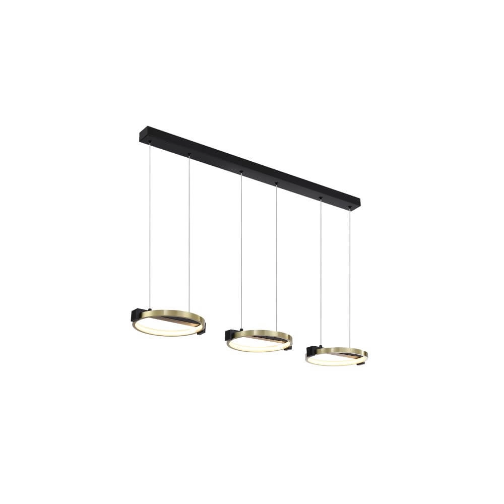 3-light pendant lamp Aerial Black and gold