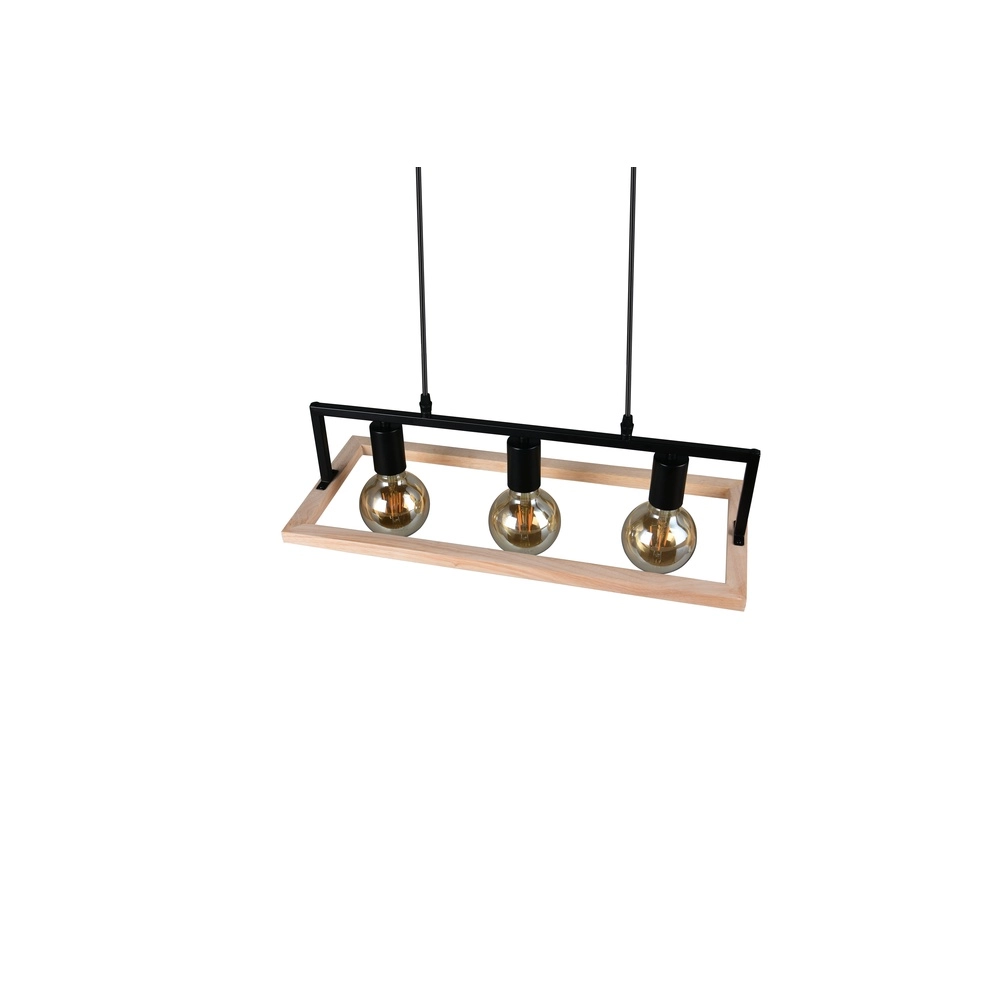 Design pendant lamp Bano black with wood Trio 4017807673364