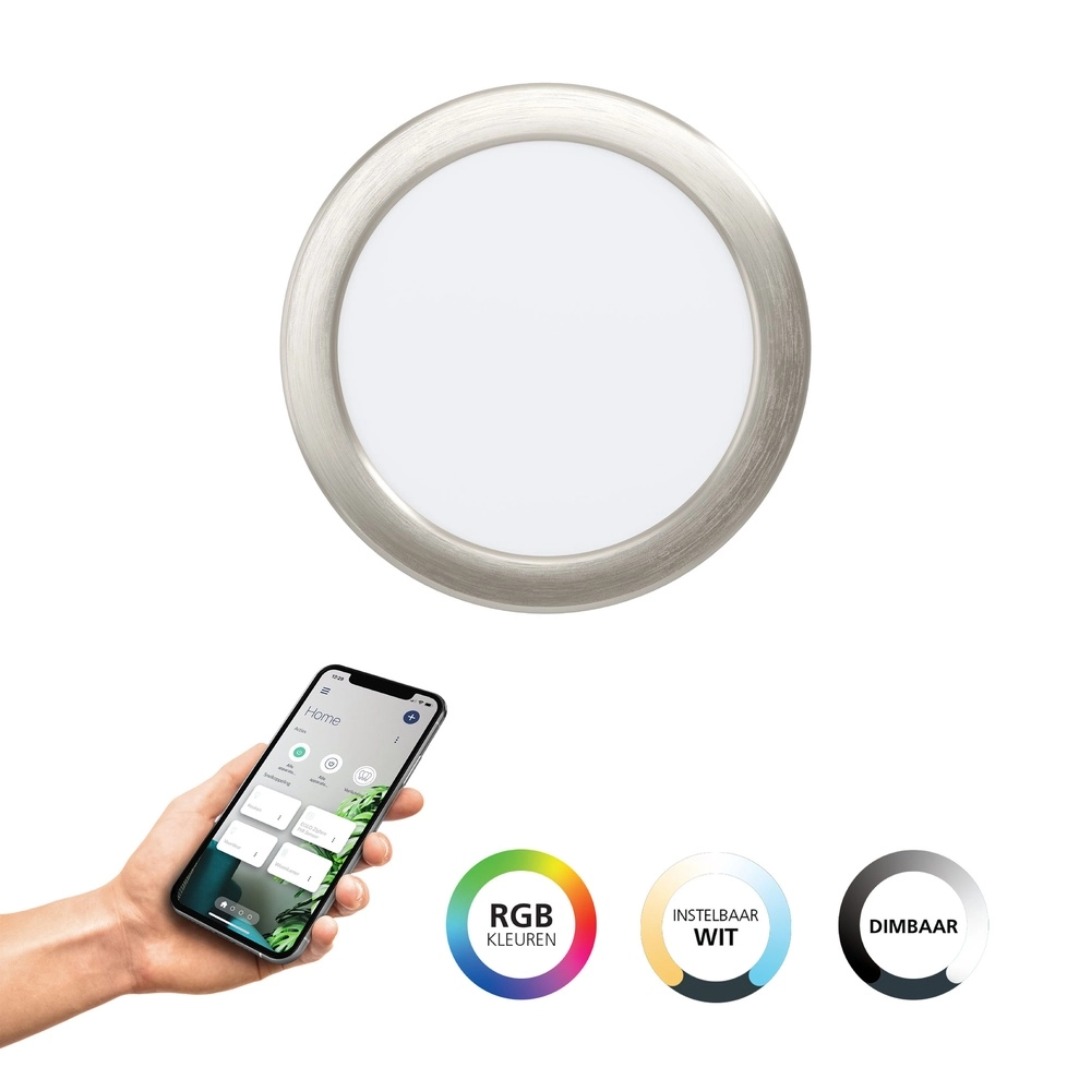 IP44 recessed lamp Fueva 6-Z Zigbee - stainless steel - Ø 16.8cm