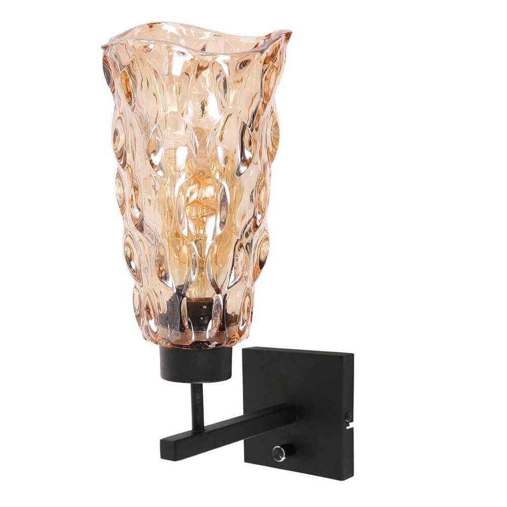 Wall lamp Stang black with amber glass Steinhauer 8712746173765