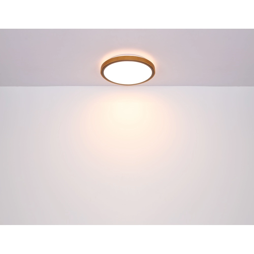 Ceiling lamp Bruno Ø 30.7cm black with wood Globo 9007371430468