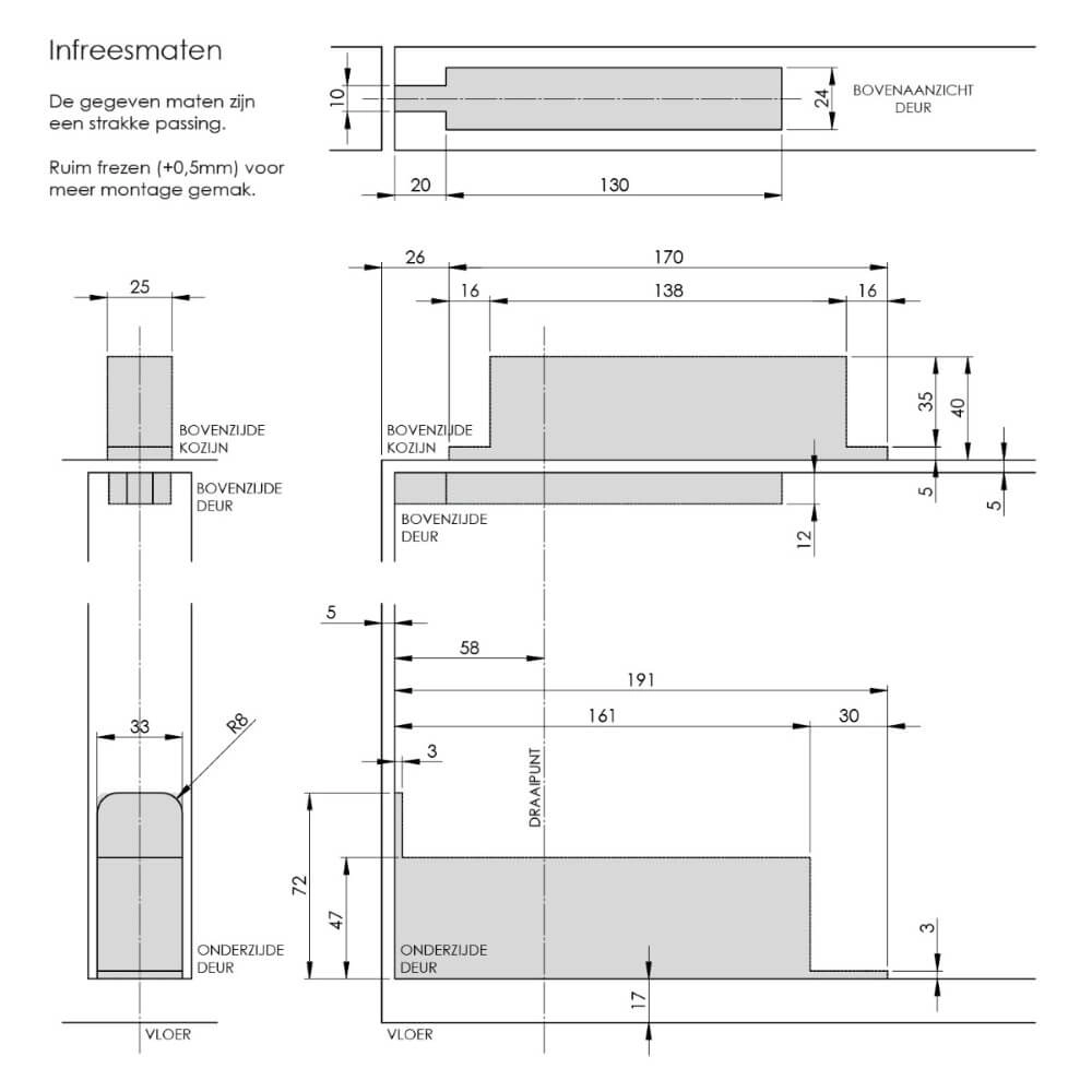 Pivot door hinge Rotura up to 75kg black Intersteel 8714186508176