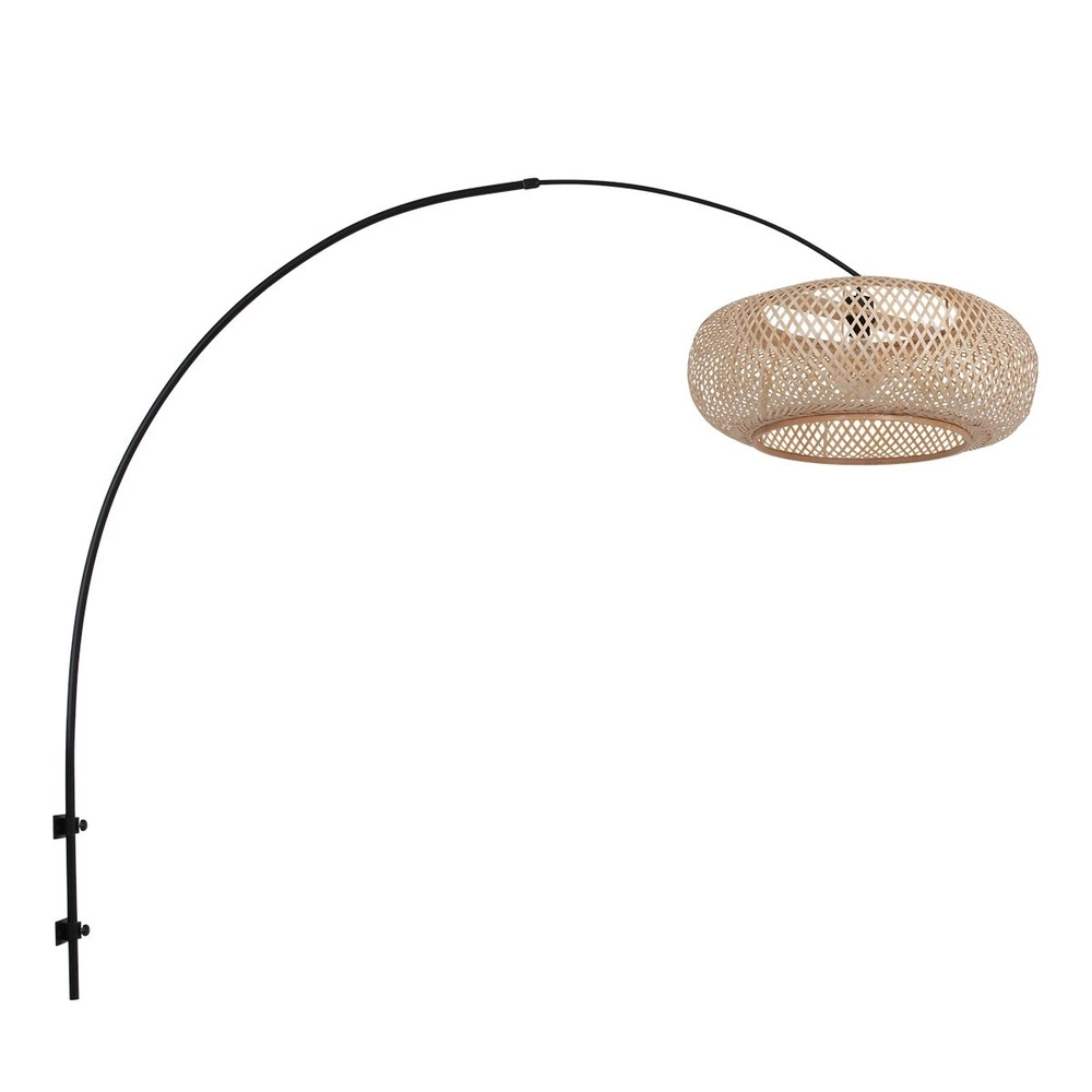 Wall lamp arch Sparkled Light black with rattan hood