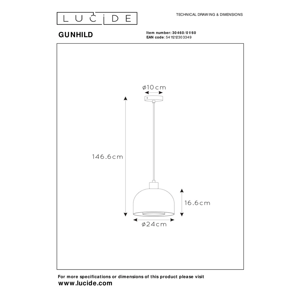 Design pendant lamp Gunhild Gold Lucide 5411212303349