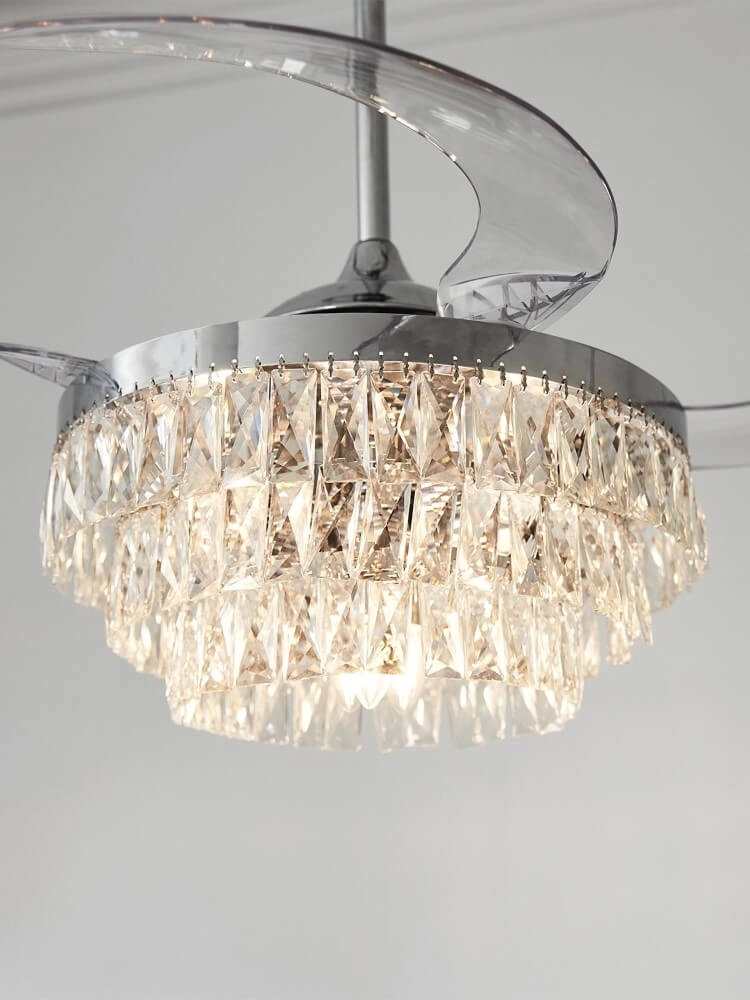 Chrome ceiling fan with crystal Fanway Veil Ø 122cm Beacon 9333509143987