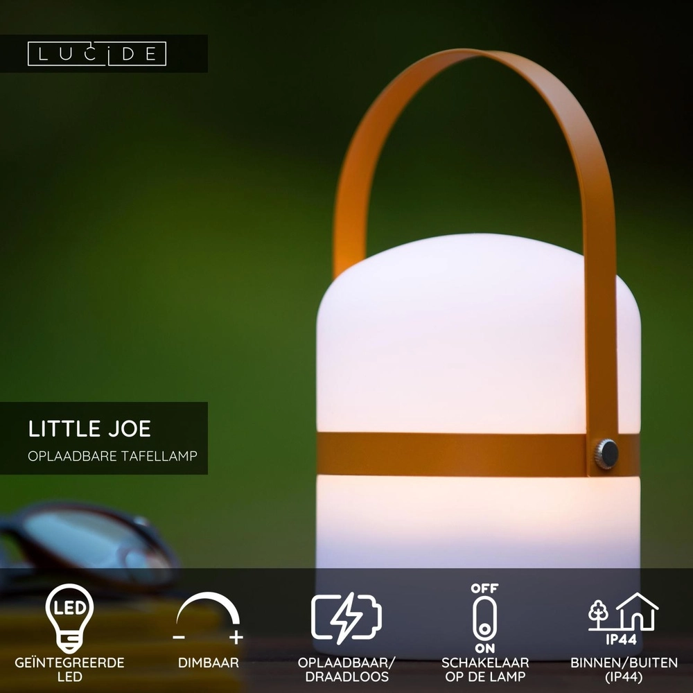 Rechargeable table lamp Little Joe orange Lucide 5411212061430