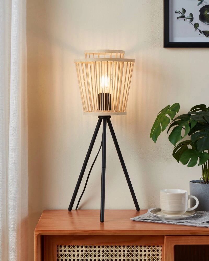 Wooden table lamp Hykeham 57cm high Eglo 9002759438548