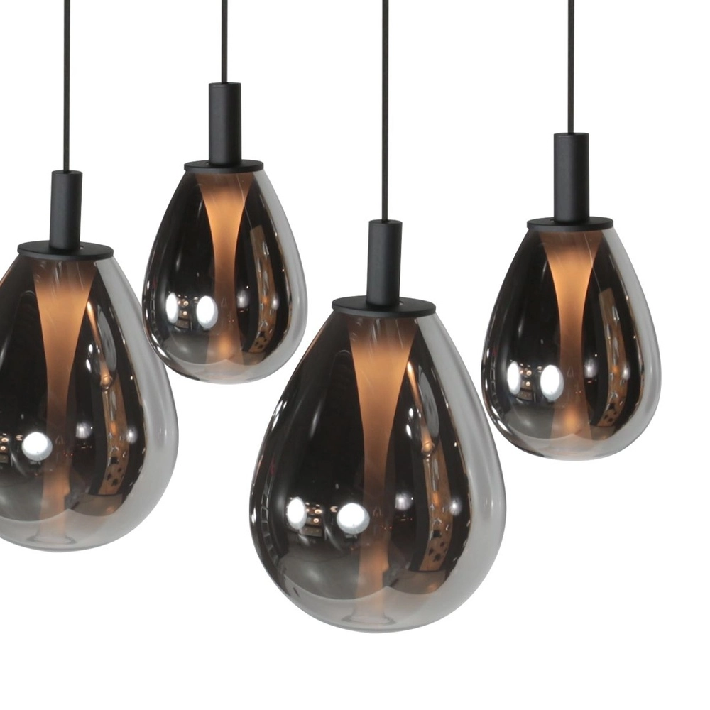 Pendant lamp Glimsy 5-light black with smoke glass Steinhauer 8712746177954