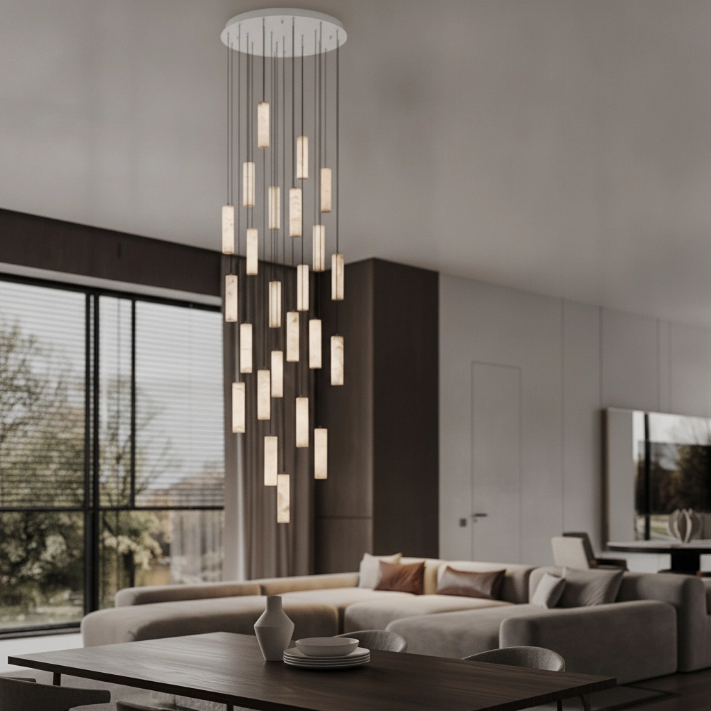Pendant lamp Diletto Gold with white 24-lights
