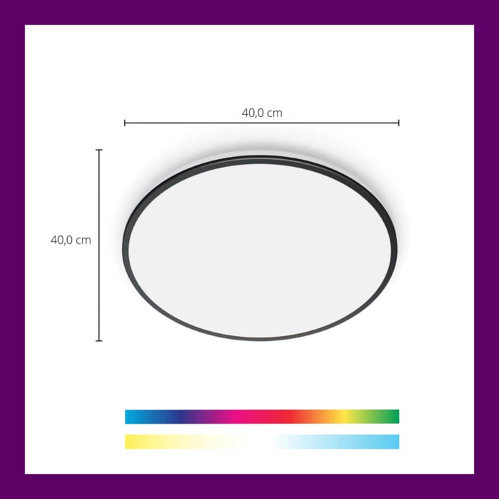 Smart ceiling light Rune Ø 40cm - black WiZ 8719514554290