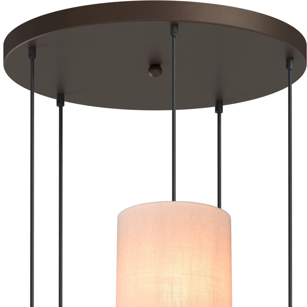 5-light pendant lamp Lisbourg Cocoa with off white cap Masterlight