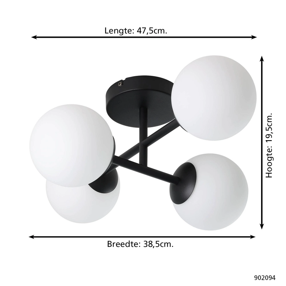 Ceiling lamp Castrovido 4-light black Eglo 9008606360710