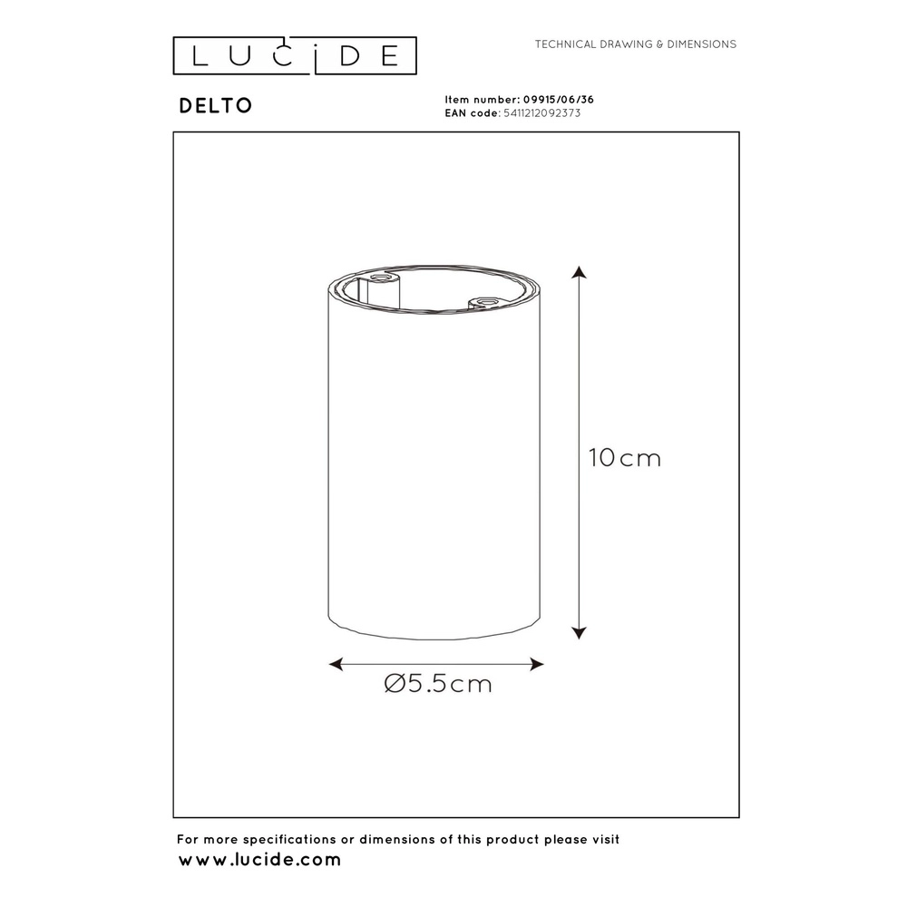 Sleek surface-mounted spot Delto grey Ø 5.5cm incl light source Lucide 5411212092373