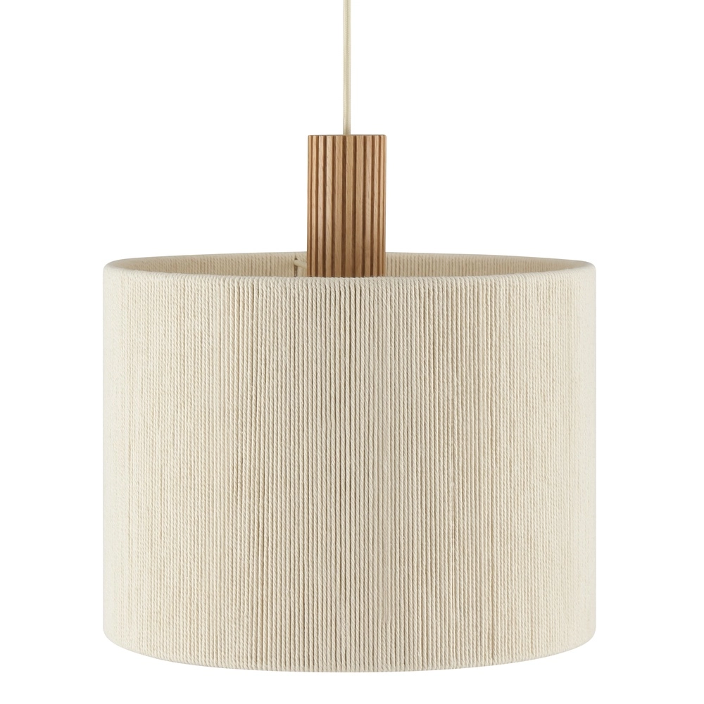Beige pendant lamp Arlo with wood japandi Ø 35cm