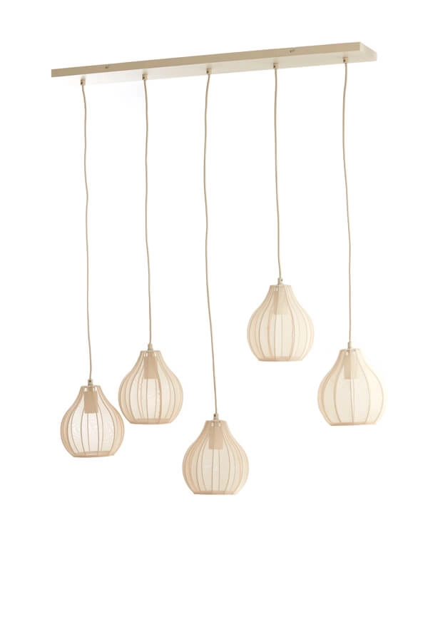 Cream pendant lamp Elati 5-light 100cm Light & Living 8717807702786