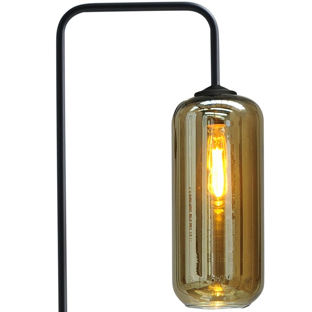 Black floor lamp Quinto with smoke cylinder glass Masterlight 8718121245034
