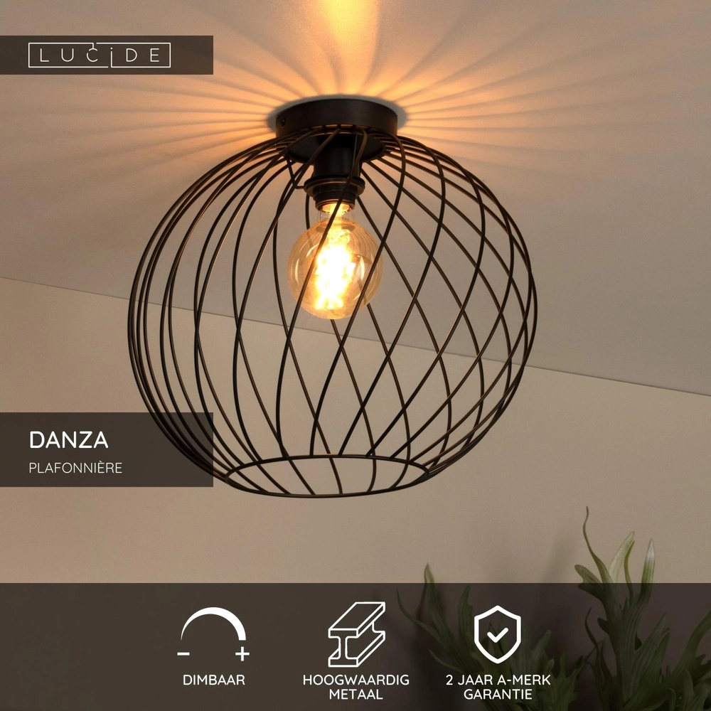 Ceiling lamp Danza black Ø 40cm Lucide 5411212211491
