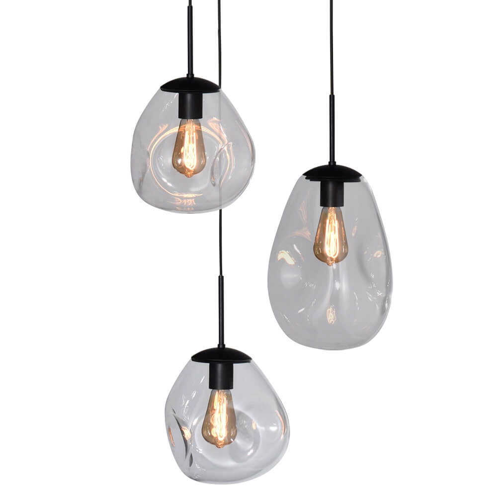 Pendant hanging lamp Lava 3x clear glass Masterlight 8718121286389