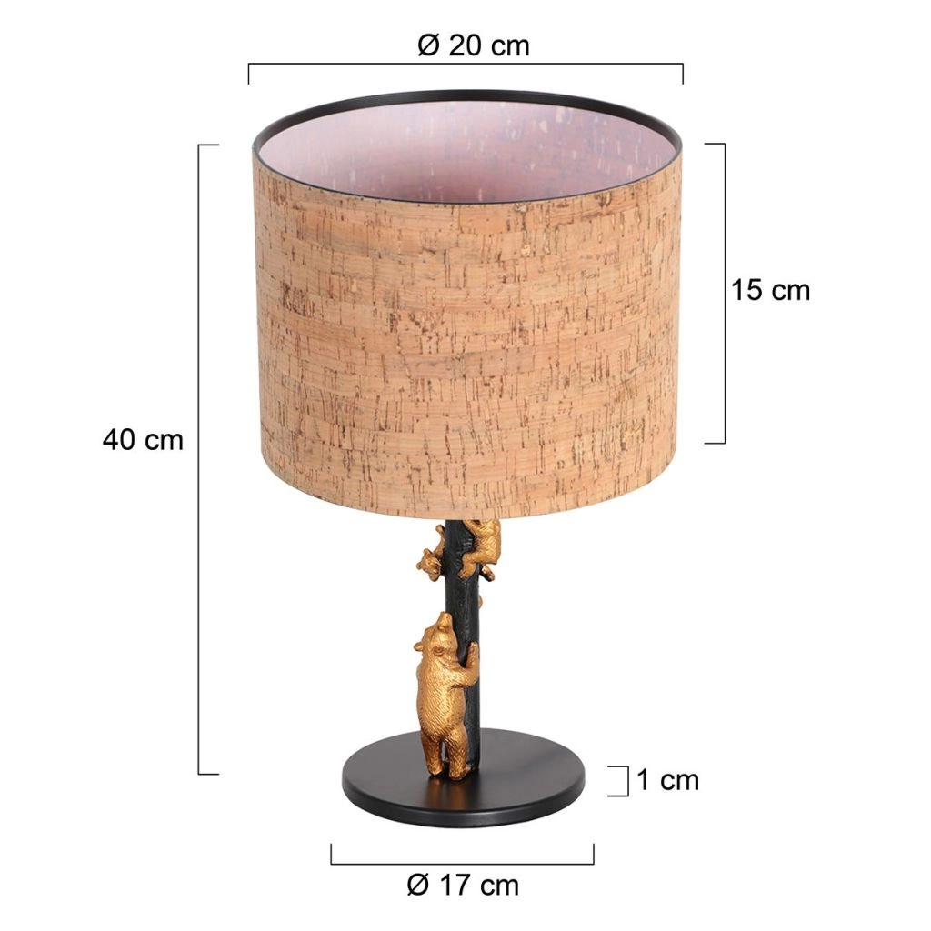 Black table lamp Animaux with cork cap Ø20cm Steinhauer 8712746180572